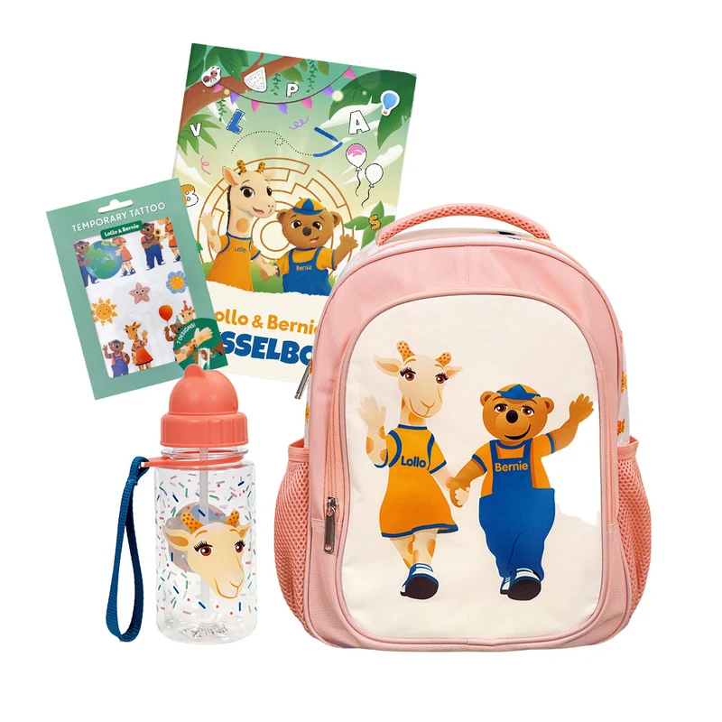 Förskolepaket - rosa (ryggsäck, vattenflaska, gnuggisar och pysselbok)