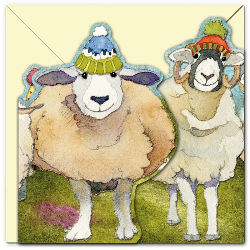 Happy Sheep - Two fold card / Dubbelvikt kort med kuvert - Emma Ball
