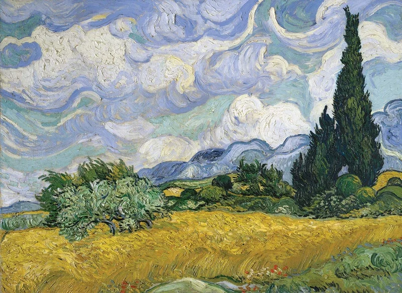 Wheat Field with Cypress