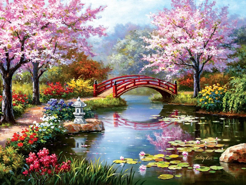 Japanese Flower Garden in Bloom