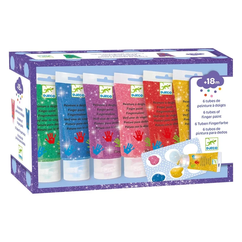 Fingerfärg med glitter – giftfri & tvättbar, 18 mån