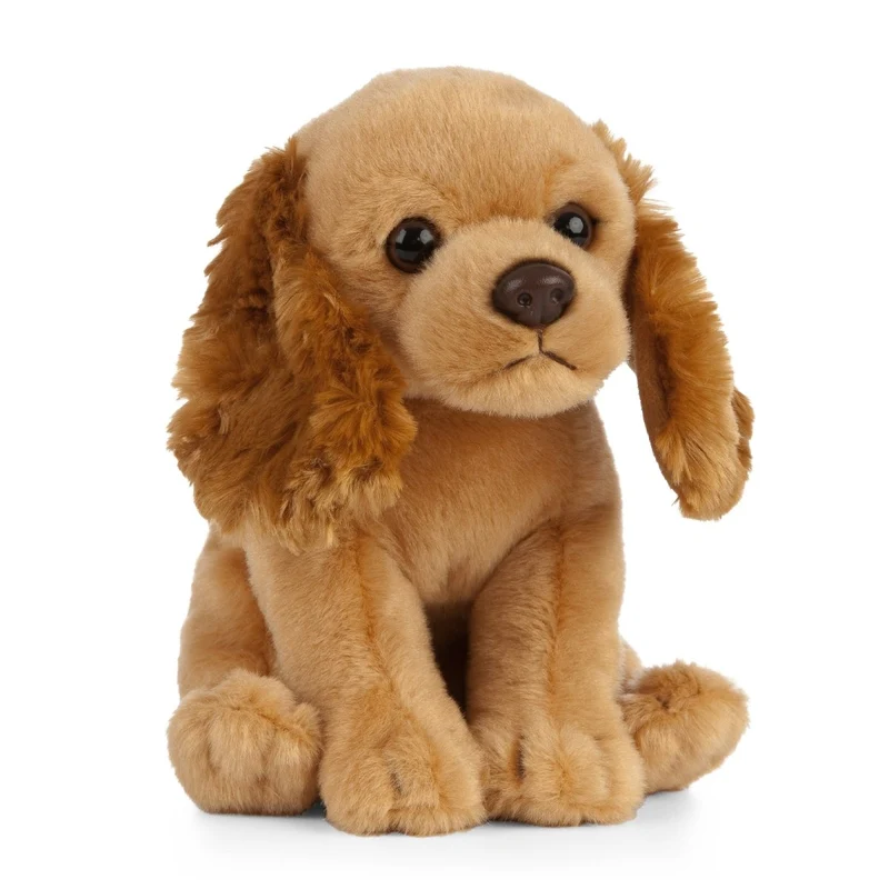 Naturtrogen cocker spaniel-valp i plysch – 21 cm, nyfödd