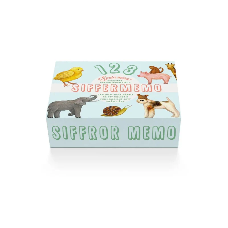 Siffermemo – räkna och matcha med djur, från 2 år