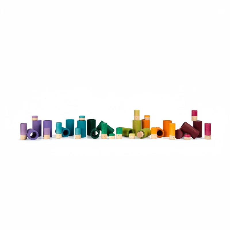 Träfigurer med cylindrar i byggset