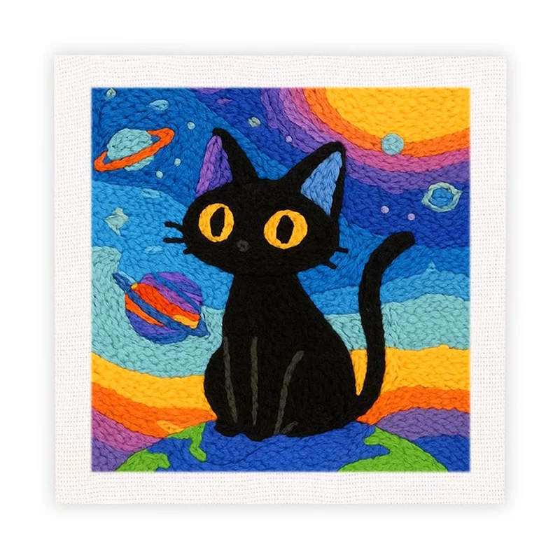 SVART KATT - Stansbroderi-kit