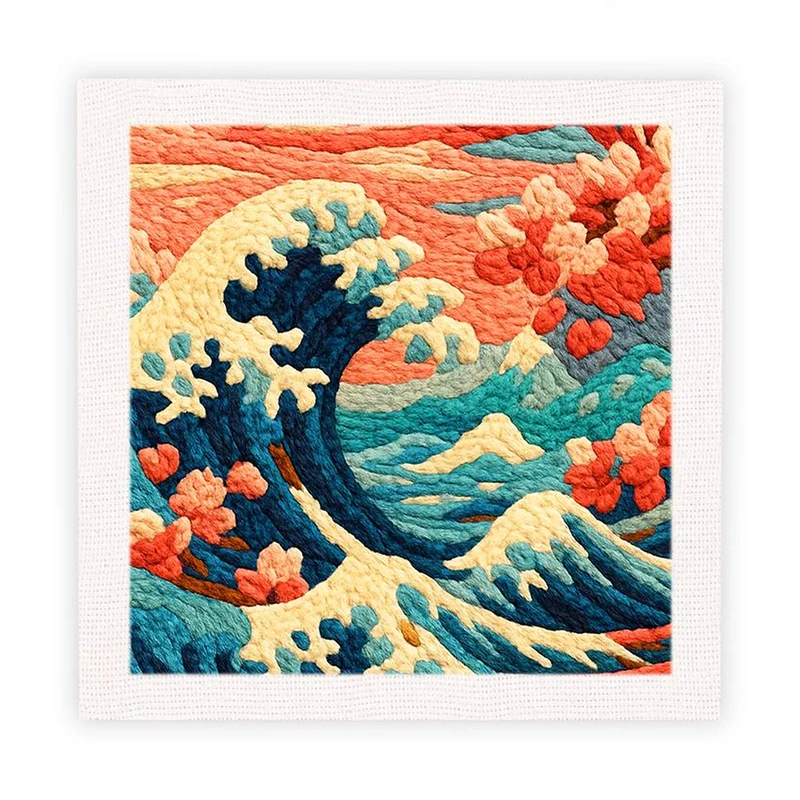 Under vågen utanför Kanagawa - Stansbroderi-kit