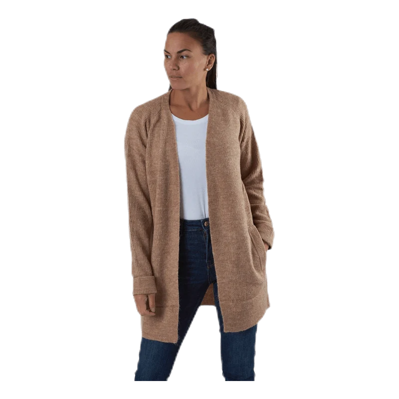 Ellen Ls Long Knit Cardigan Beige
