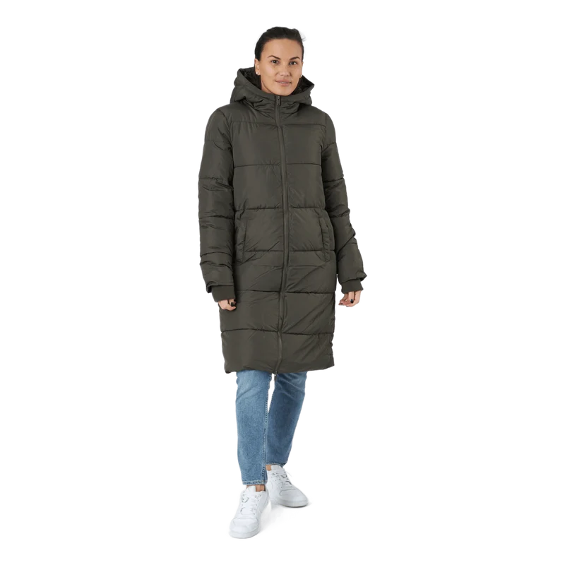 Pcbee New Long Puffer Jacket B Black Olive