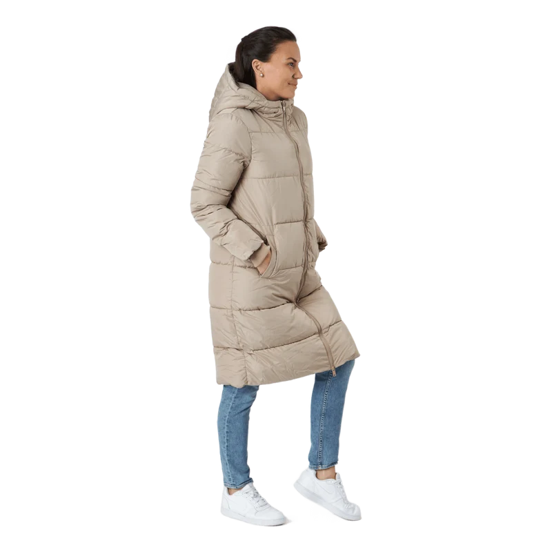 Pcbee New Long Puffer Jacket B Silver Mink