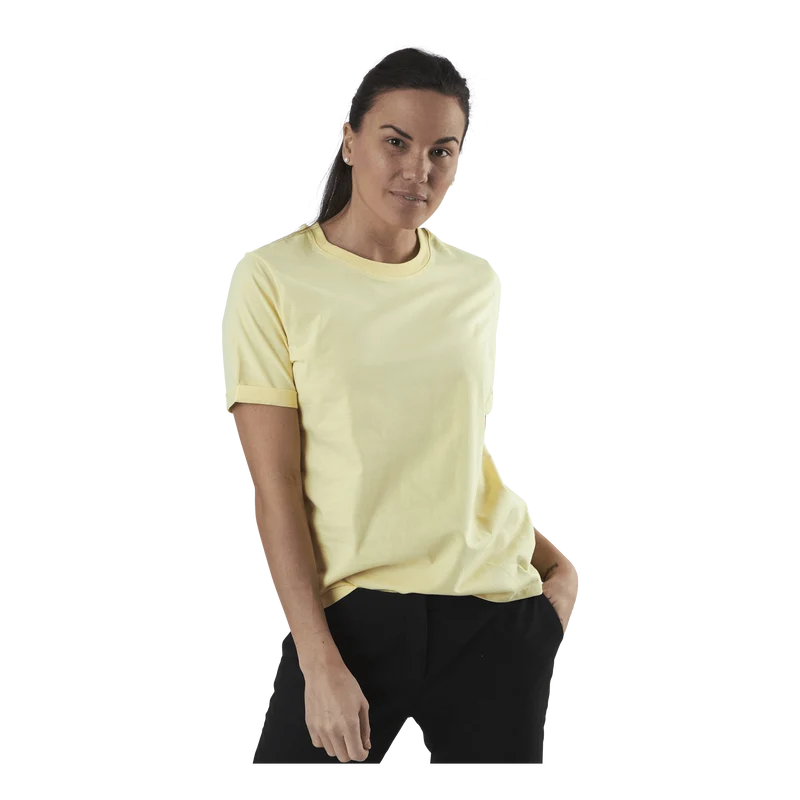 Ria Ss Fold Up Solid Tee Beige