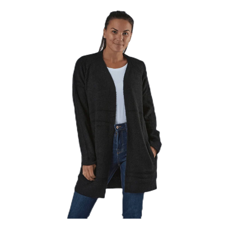 Ellen Ls Long Knit Cardigan Black