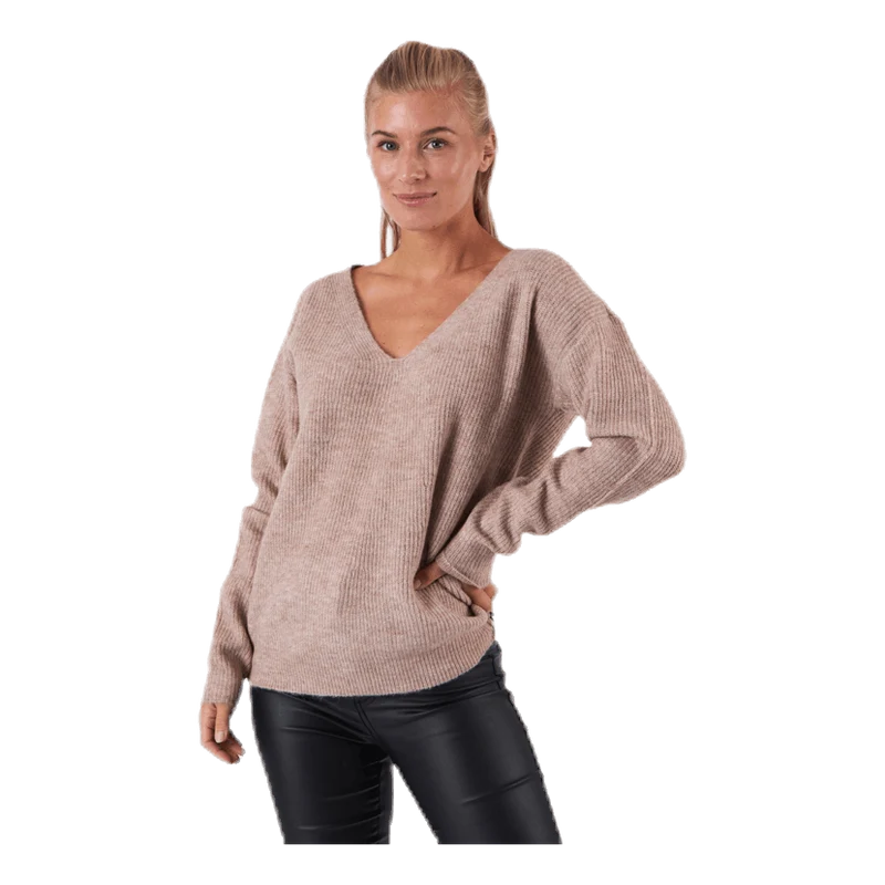 Babett Ls V-Neck Knit Beige