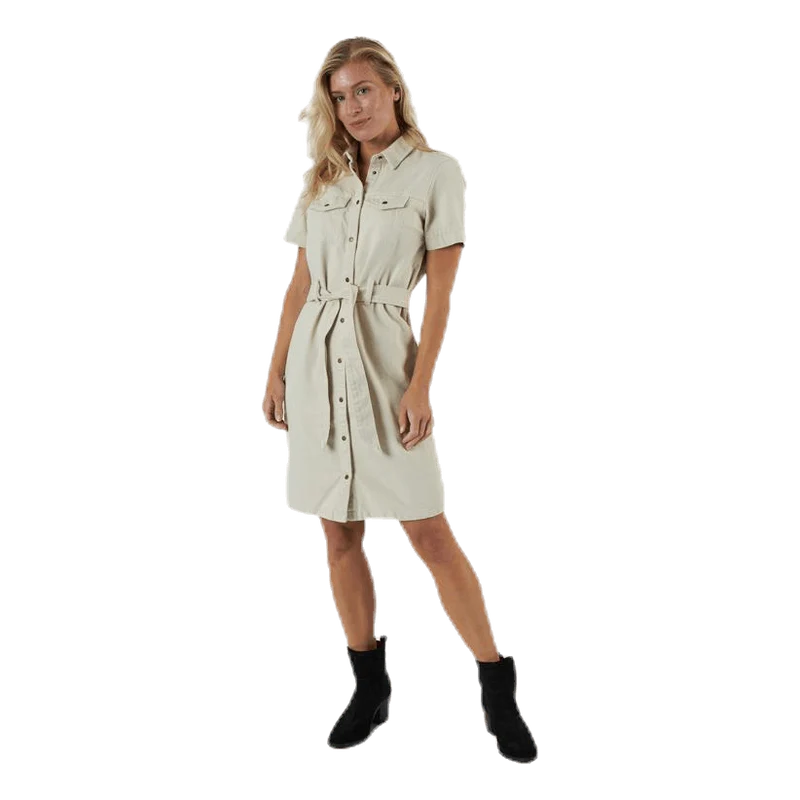 Amir Ss Denim Dress Almond Milk-Vi Beige