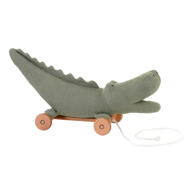 Stickad dragleksak - Ekologisk krokodil på hjul för fantasifull lek
