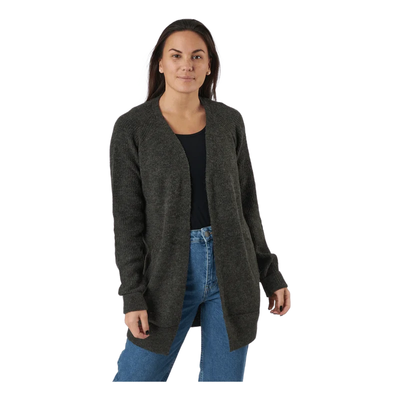 Pcellen Ls Long Knit Cardigan Black Olive