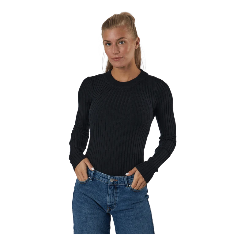 Pccrista Ls O-neck Knit Bc Black