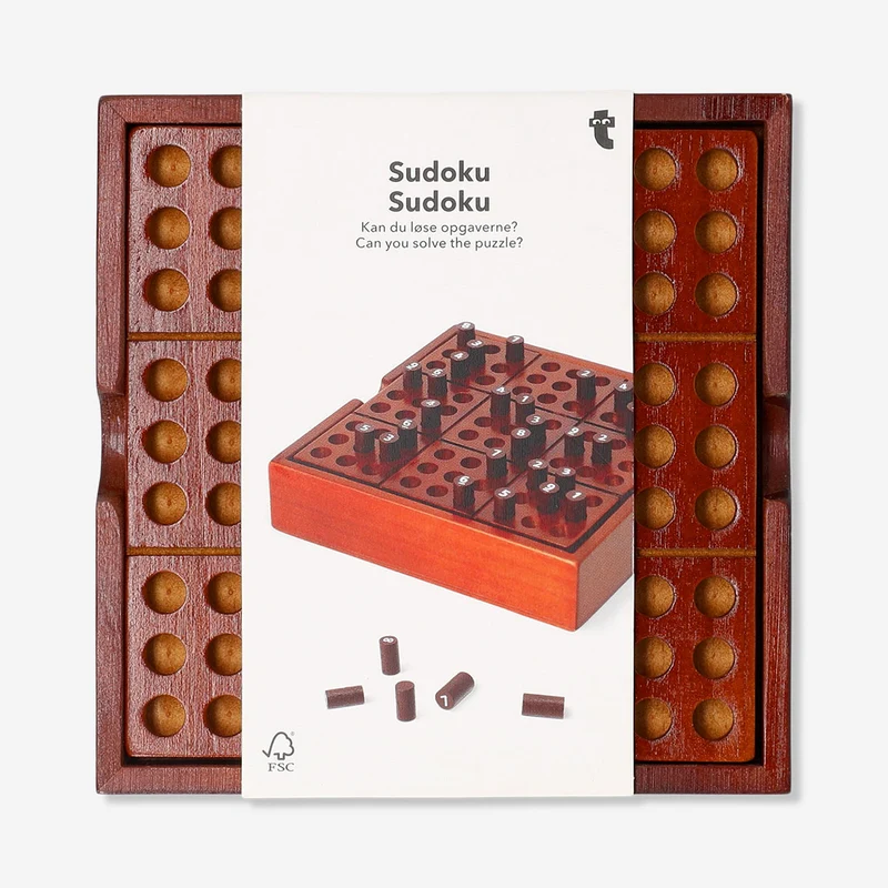 Wooden sudoku game with 15 puzzles