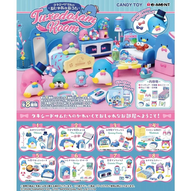 Re-Ment Sanrio Tuxedo Sam's Stylish Room Komplett BOX Set (8 typer)