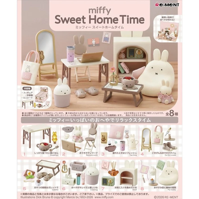 Re-Ment Miffy Sweet Home Time Komplett BOX Set (8 typer)