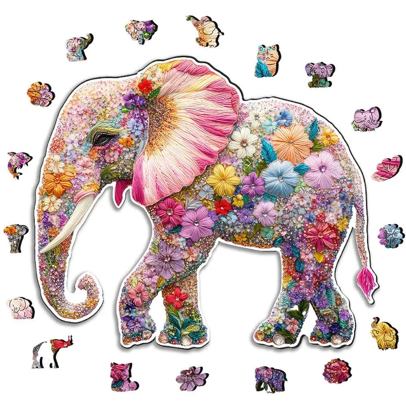 Virkad Elefant - Träpussel