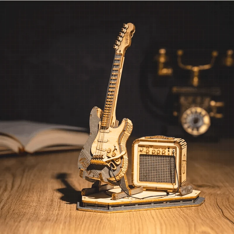 3D-pussel med modell av elgitarr