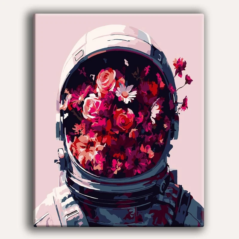 Blommig astronaut - Siffermålningskit