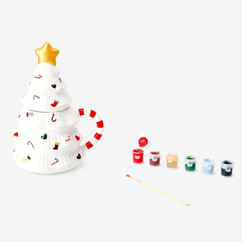 DIY Christmas tree mug with lid - 400 ml