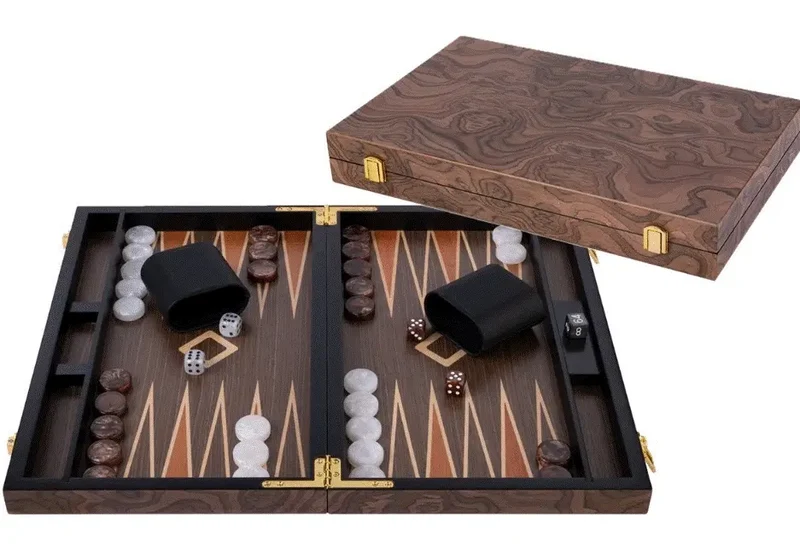 Backgammon 18'' burl walnoot