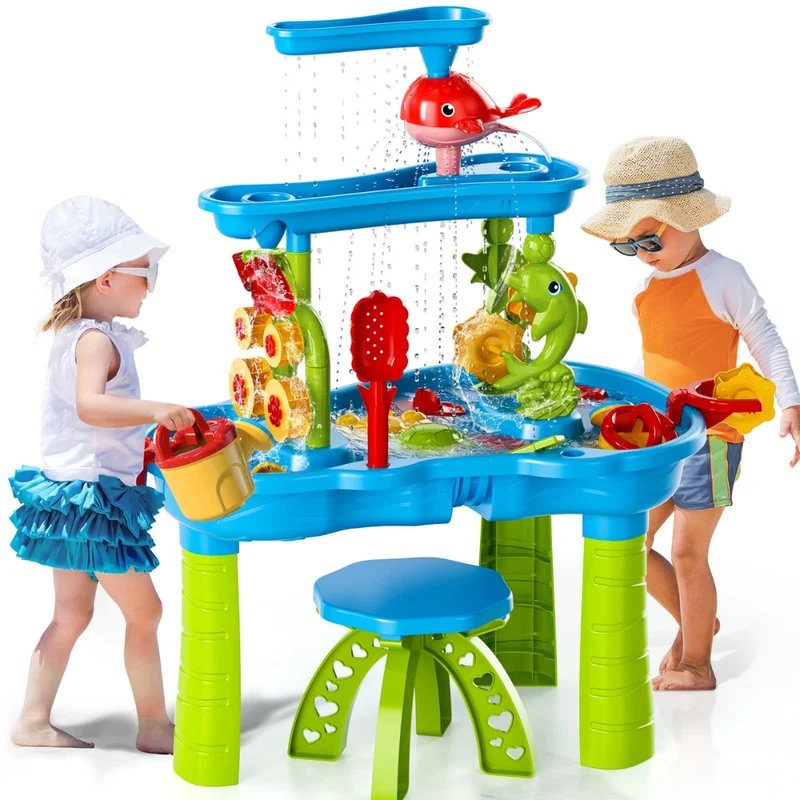 AquaPlay Tower™ – 3-vånings Sand- & Vattenlekbord för Barn