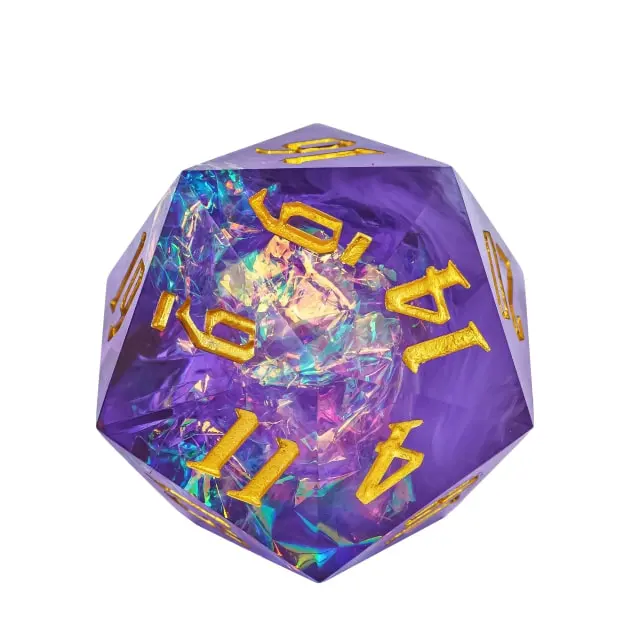 Titan D20 Purple Glitter (33mm) ( Gold Font )