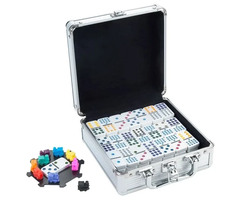 Domino double 12 Mexican Train aluminum case