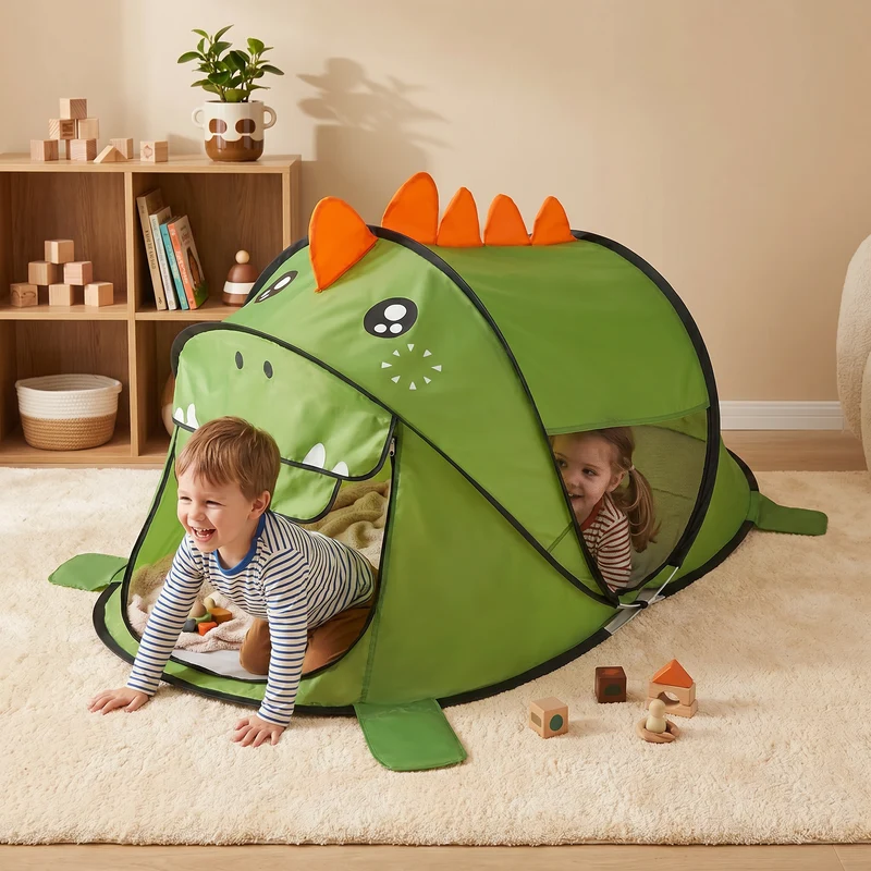 Hopfällbart dino-lektält för barn – perfekt för varma dagar och mysiga lekstunder