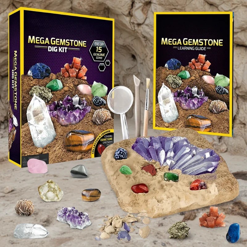 Gemstone Dig Kit – Upptäck & Lär dig – Kristallgrävningsset