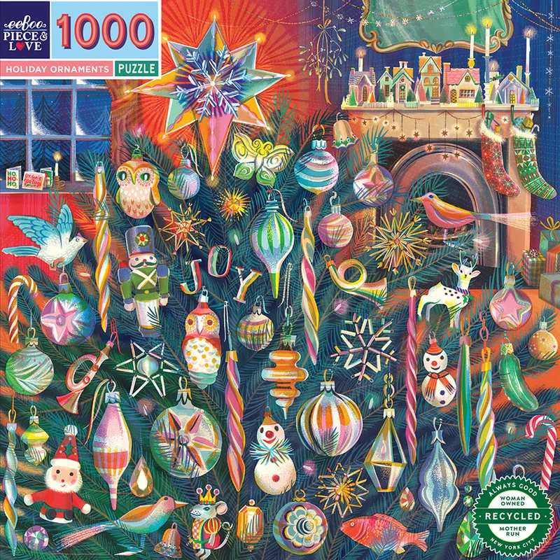 eeBoo Pussel med 1000 bitar, Holiday Ornaments