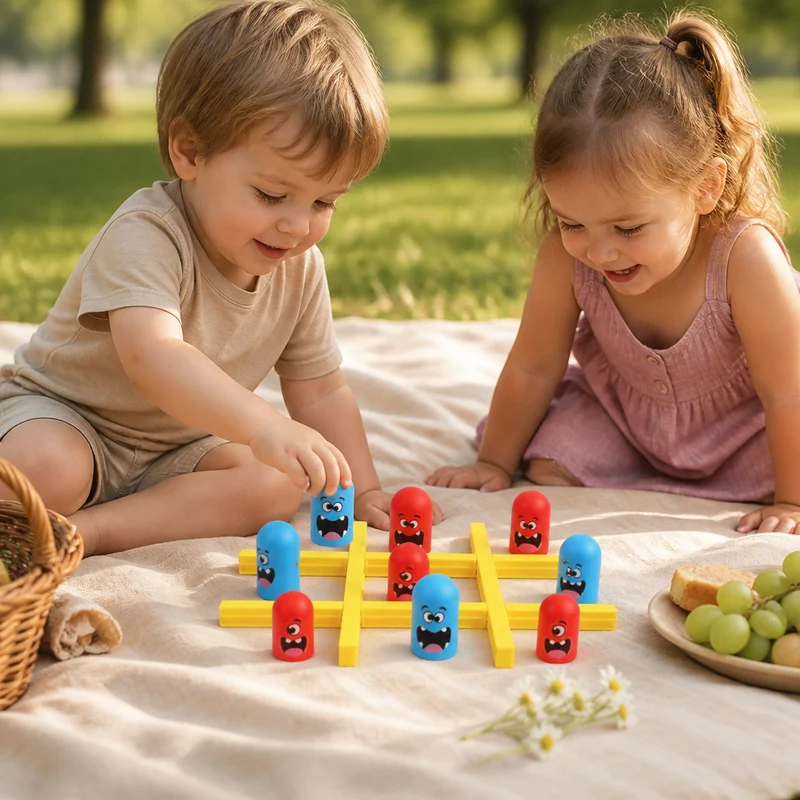 Monster Tic-Tac-Toe Brädspel för Barn – Roligt 2-Spelare Strategispel