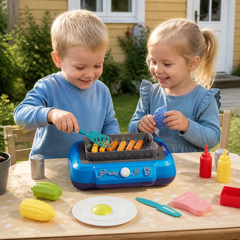 Barnens BBQ Grillset med Lekmatta och Tillbehör