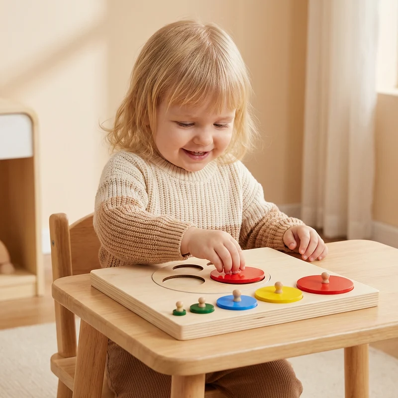 Montessori Träpussel Med Former – Pedagogisk Leksak För Sortering Av Geometri Och Färger För Barn
