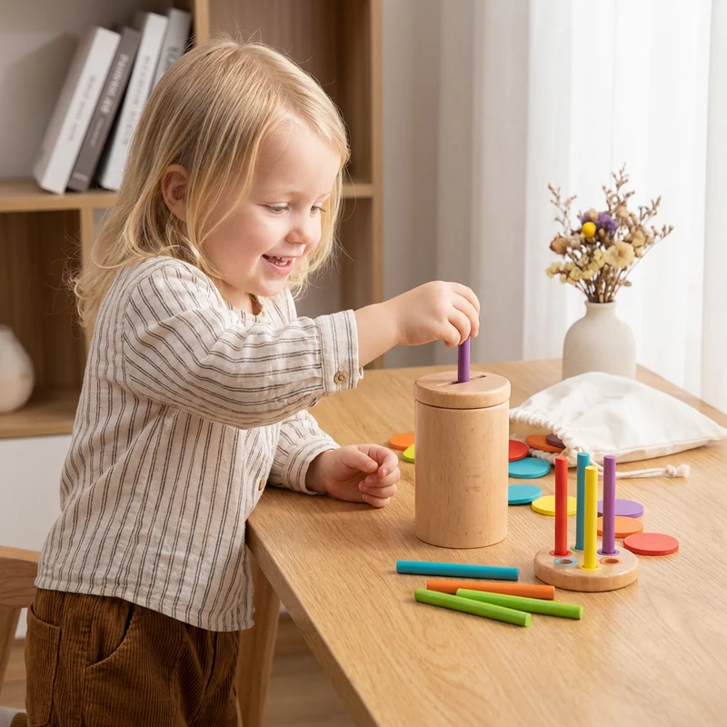 Montessori Träleksak för Barn – Färg- och Formsorteringsspel för Lärande