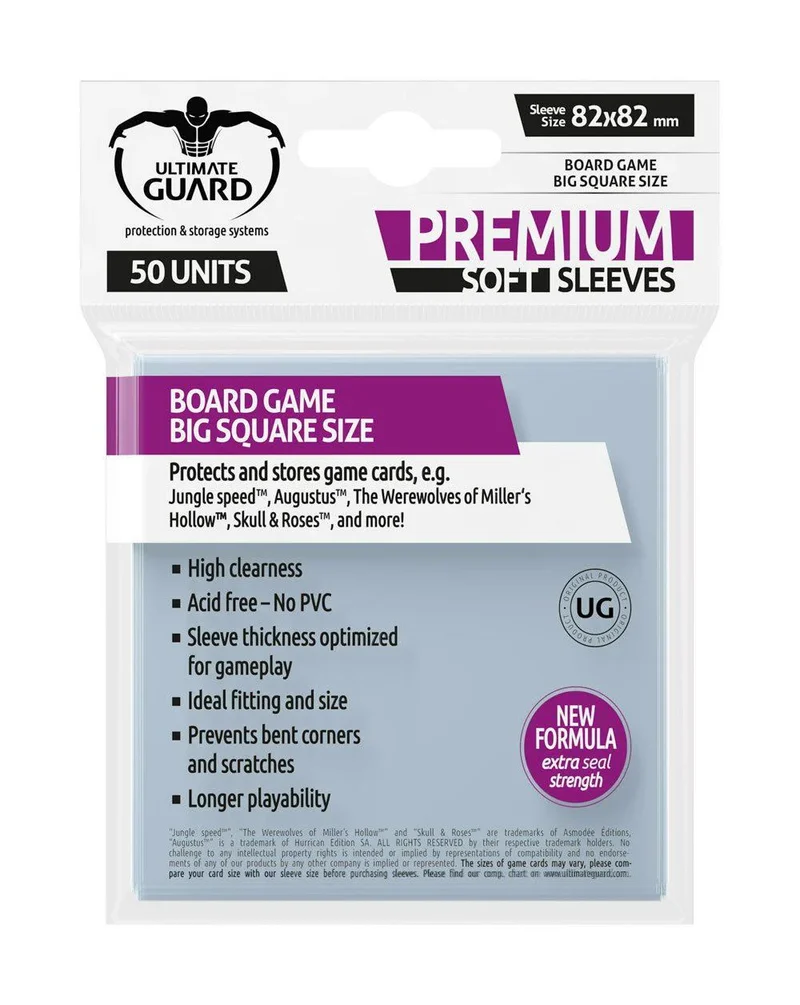 (82x82 mm) Ultimate Guard Premium Soft Sleeves for Board Game Cards Big Square (50)