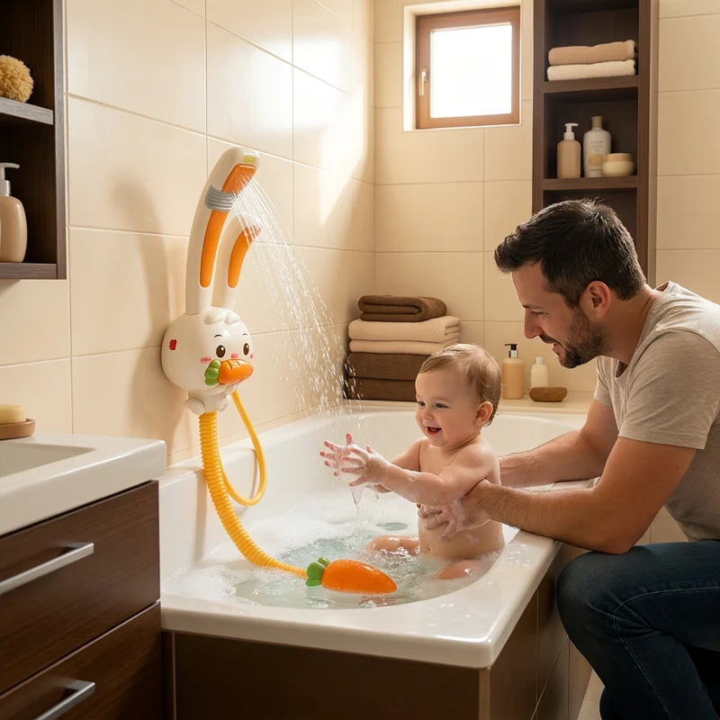Baby Duschleksak med Kanindesign och Morotsduschhuvud