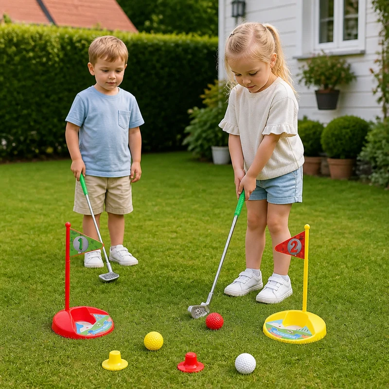 Kids Golf Set med Justerbara Klubbor – Perfekt för Trädgårdslek