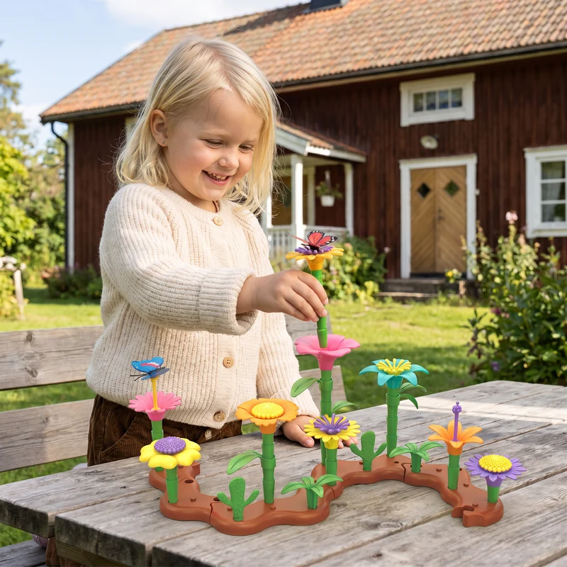 Blomsterträdgård Peggspel för Barn – Kreativ Planterings- och Lärleksak för Små Trädgårdsmästare