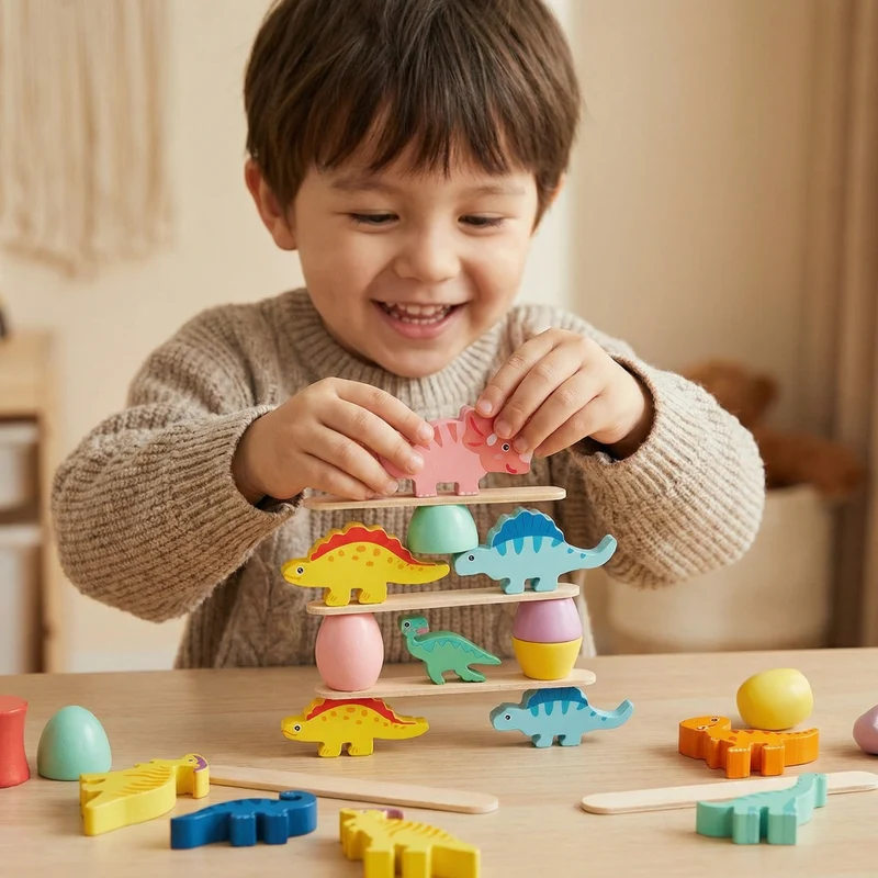 Montessori Dinosaurie Stapelspel
