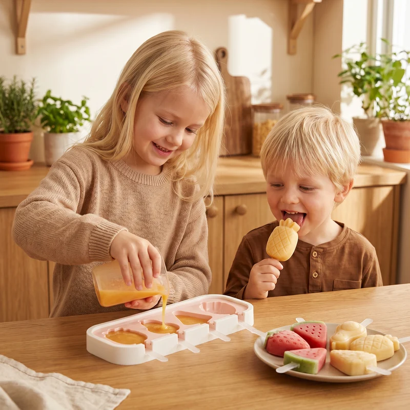 Silikonform för glass med fruktformer för barn