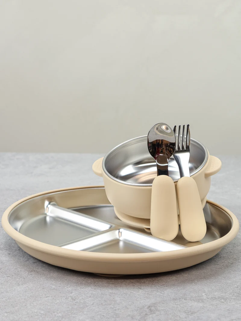 Lily & Lo Matset med sektionstallrik, skål & bestick Ivory