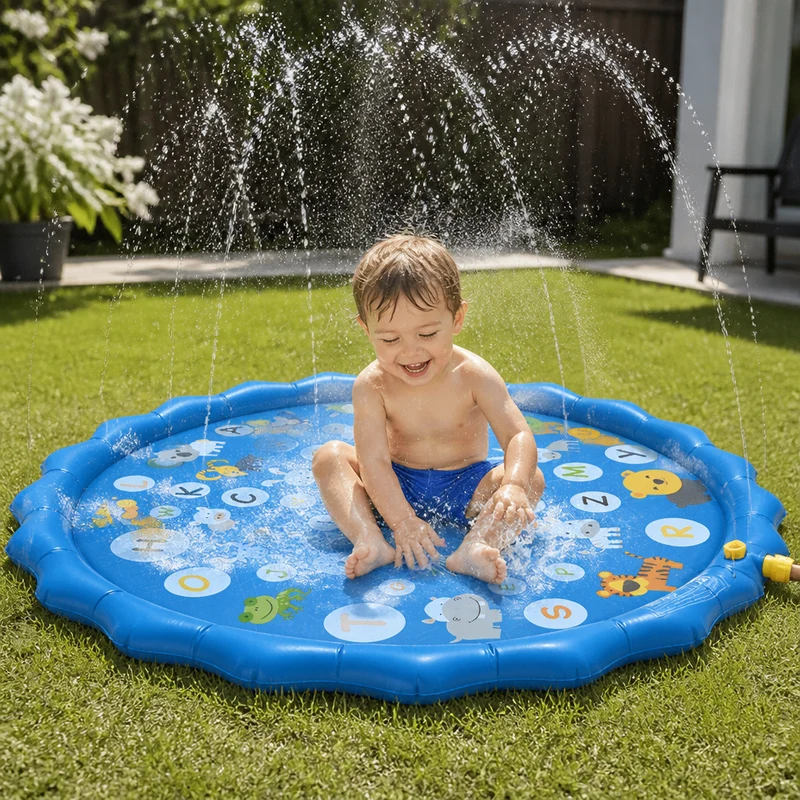 Inflatable Kids Splash Pad med Sprinkler – Utomhus Vattenlekmatta för Trädgård & Strand