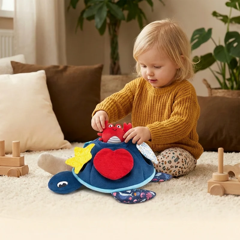 Montessori Sköldpaddans Aktivitetsleksak – Mjuk Sensorisk Lek för Barn