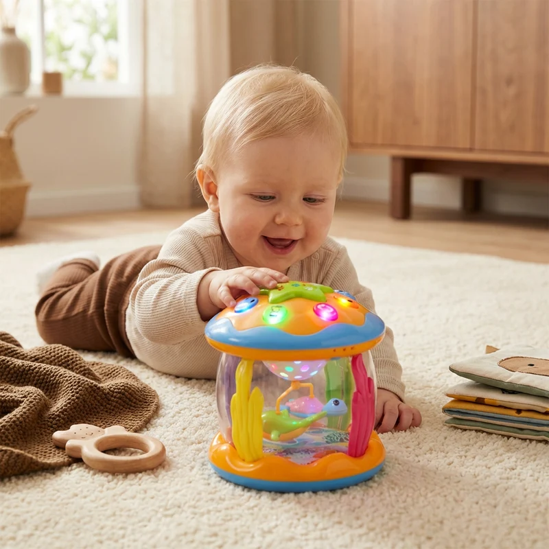 Ocean Light & Music Baby Toy – Rotationssensorisk Leksak för Kravlande och Magläge