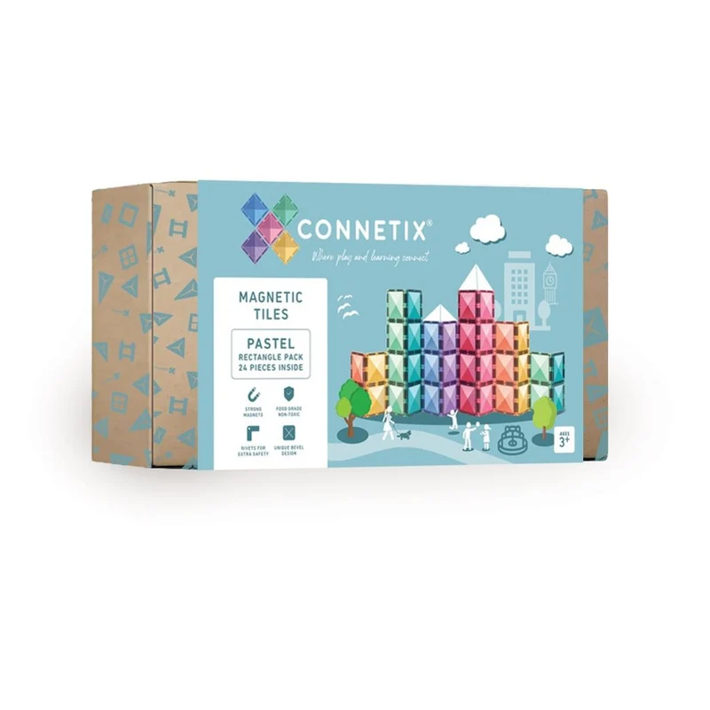 Connetix Ractangle Pack - magnetsats 24 delar - pastell