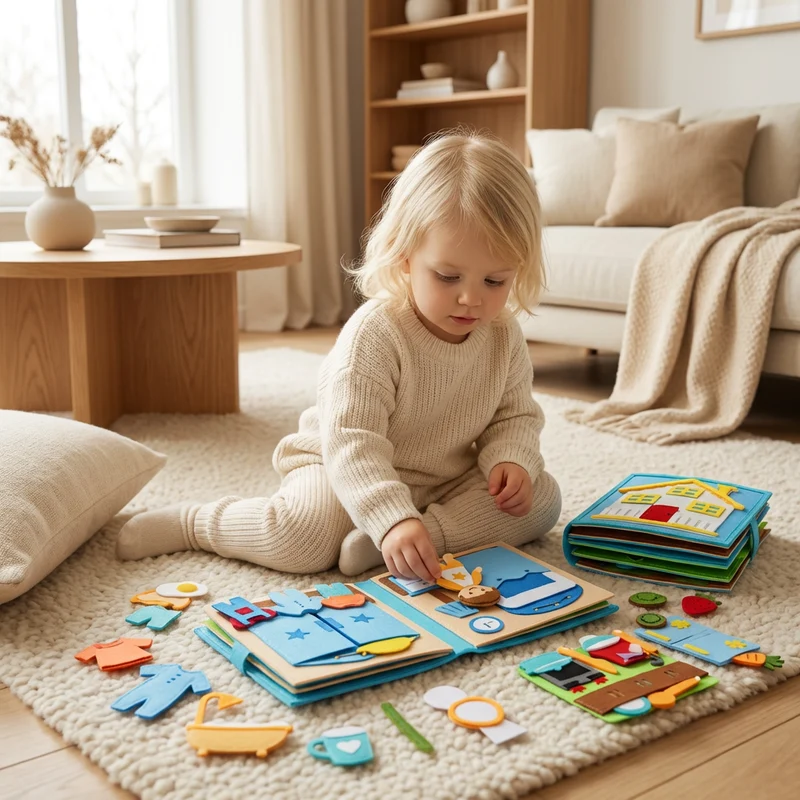 Montessori Filthäftet för Barn – Klä på sig, Sortera och Lära sig Dagliga Färdigheter